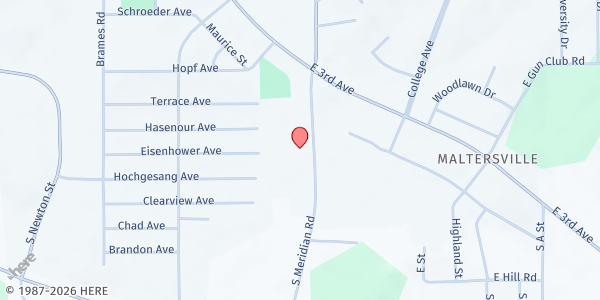 Map showing Dubois Community Food Bank at 1404 S Meridian Rd, Jasper, IN