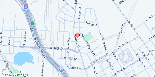 Map showing First Trinity Baptist Church at 1506 Spring St., Jeffersonville, IN