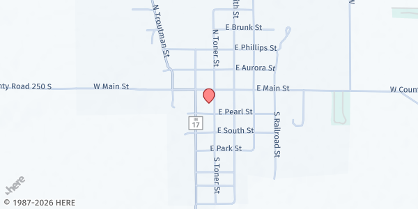 Map showing Kewanna Community Food Pantry at 114 S. Toner St., Kewanna, IN