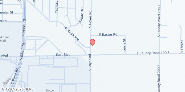 Map showing Grace Community Foursquare Church at 2012 S. Goyer Rd., Kokomo, IN