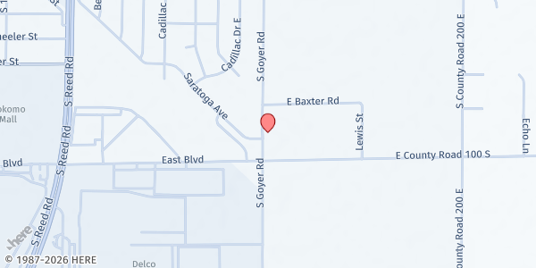 Map showing Hands of Grace Storehouse at 2012 S. Goyer Rd., Kokomo, IN