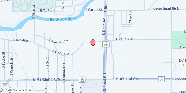 Map showing New Life Church - The Marketplace at 1803 E. Vaile Ave., Kokomo, IN