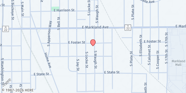 Map showing Salvation Army Howard Co. at 1105 S. Waugh St., Kokomo, IN