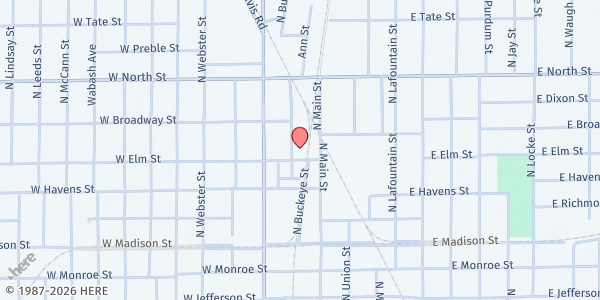 Map showing Samaritan Love Center at 124 W. Elm St., Kokomo, IN