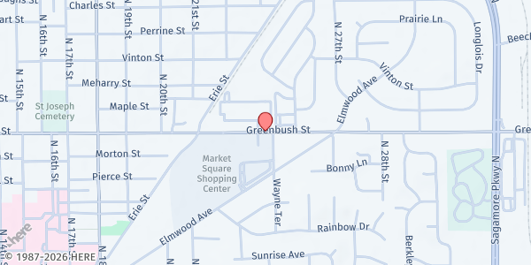 Map showing Food Finders Food Bank Fresh Market at 2451 Greenbush St, Lafayette, IN