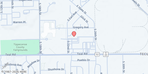 Map showing Harvest Chapel Lafayette Food Pantry at 2028 S. 22nd St., Lafayette, IN