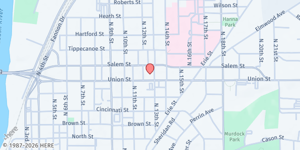 Map showing Lafayette Transitional Housing Center at 815 N 12th Street, Lafayette, IN