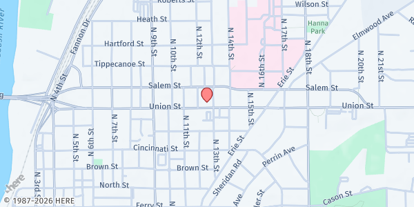 Map showing Lafayette Transitional Housing Center at 815 N. 12th St., Lafayette, IN