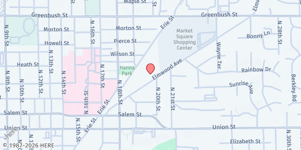 Map showing Northend Community Center at 2000 Elmwood Ave., Lafayette, IN