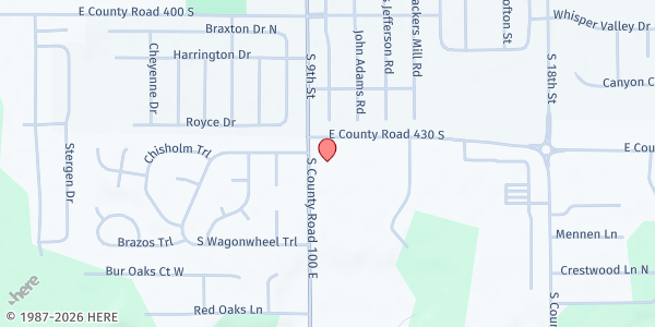 Map showing Wea Ridge Baptist Church at 1051 E. 430 S., Lafayette, IN