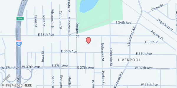 Map showing Evans Elementary Panther Pantry at 2915 E. 35th Ave., Lake Station, IN