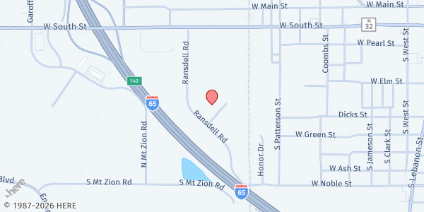 Map showing The Caring Center at 1230 Ransdell Ct, Lebanon, IN