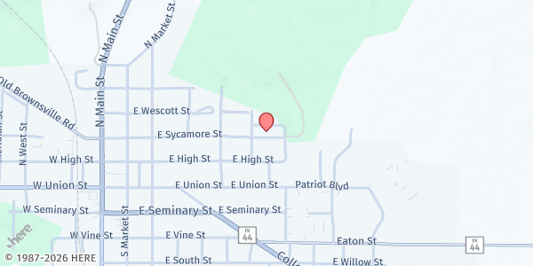 Map showing Christian Community Co-Operative Closet at 307 E Sycamore St, Liberty, IN
