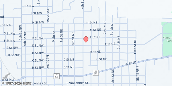 Map showing Linton Community Food Pantry at 440 E Street NE, Linton, IN