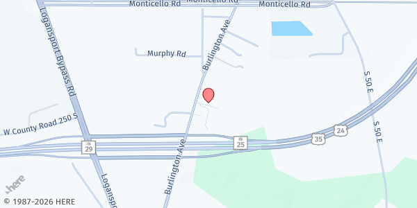 Map showing Church of Christ at Logansport at 2347 Burlington Ave., Logansport, IN