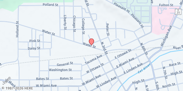 Map showing Emmaus Mission Center at 19 W. Richardville St., Logansport, IN