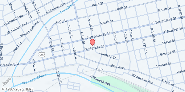 Map showing Trinity Episcopal Church at 319 7th St., Logansport, IN