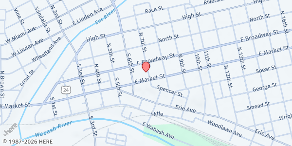 Map showing Trinity Episcopal Church at 319 7th St., Logansport, IN