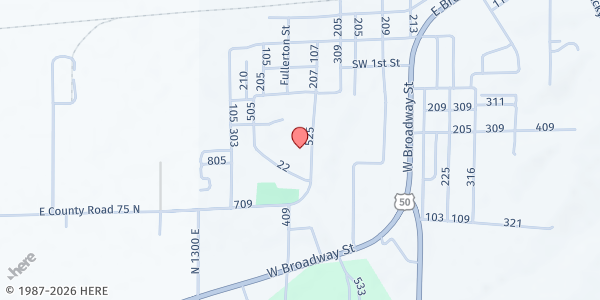 Map showing St. Vincent de Paul Food Pantry at 508 Park St., Loogootee, IN