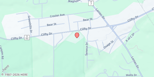 Map showing Gleaners Mobile Jefferson Co at National Guard Armory at 1533 Clifty Dr, Madison, IN