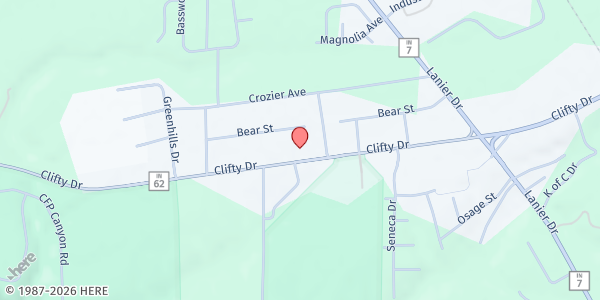 Map showing New Life Fellowship Church at 1542 Clifty Dr., Madison, IN