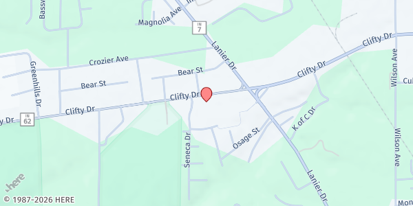 Map showing Resurrection Lutheran Church at 1429 Clifty Dr., Madison, IN