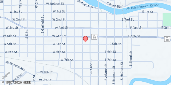 Map showing Grant County Rescue Mission at 423 S. Gallatin St., Marion, IN