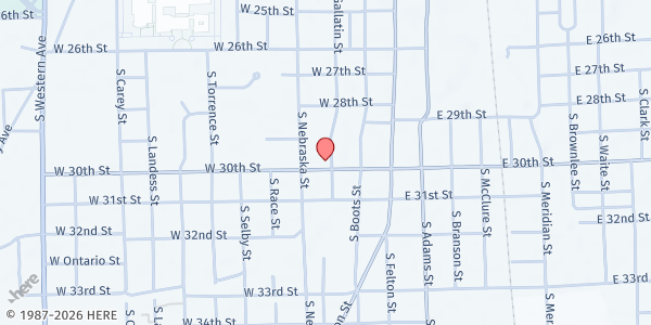 Map showing Homeland Mission at 302 W 30th St, Marion, IN
