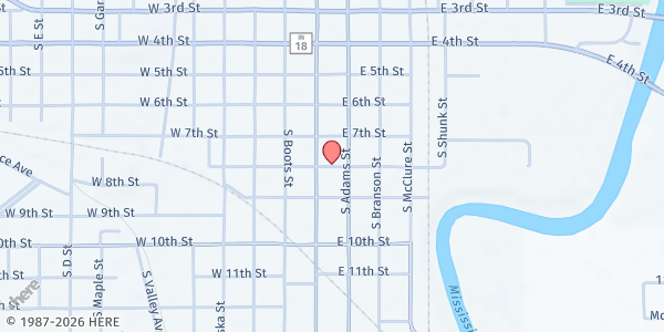 Map showing Little Free Pantry - Gethsemane Episcopal Church at 8th Street between Washington Street and Adams Street, Marion, IN