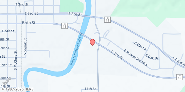 Map showing Living Water Apostolic Church at 732 Pennsylvania Avenue, Marion, IN