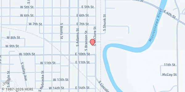 Map showing St. Martins Community Center at 901 S Branson, Marion, IN