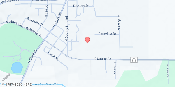 Map showing Markle Church of Christ - Community Harvest Farm Wagon Mobile Pantry at 455 E. Morse St., Markle, IN