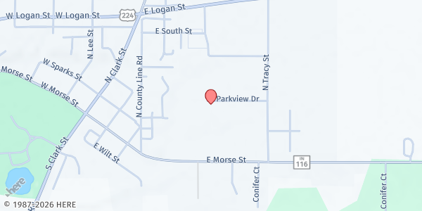 Map showing Markle Church of Christ - Master's Pantry at 501 Parkview Dr., Markle, IN