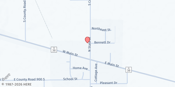 Map showing North Christian Church - Markleville Food Pantry at 32 State St., Markleville, IN