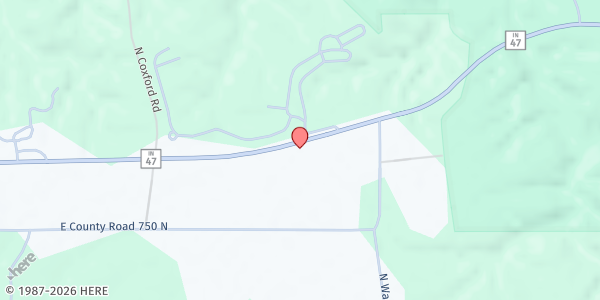 Map showing Sugar Creek Resource Center at 1497 E. State Road 47, Marshall, IN