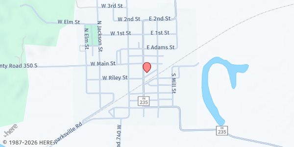 Map showing Gleaners Mobile Pantry - Medora Volunteer Fire Department at 59 S. Perry St., Medora, IN