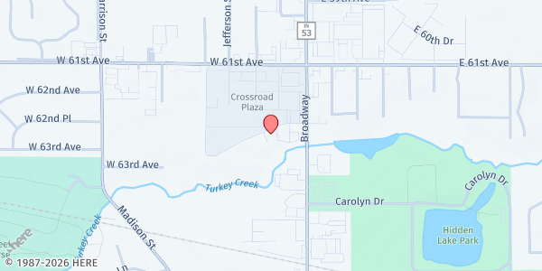 Map showing Advancing Christ's Kingdom at 6220 Broadway, Merrillville, IN
