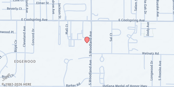 Map showing Faith City Food Pantry at 1314 S Woodland Ave, Michigan City, IN