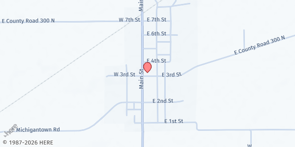 Map showing FOOD Michigantown at 301 E. 3rd St., Michigantown, IN