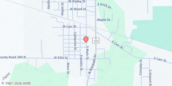 Map showing Gleaners Mobile at Bridge of Hope Church at 4050 E CR 50 S, Milan, IN