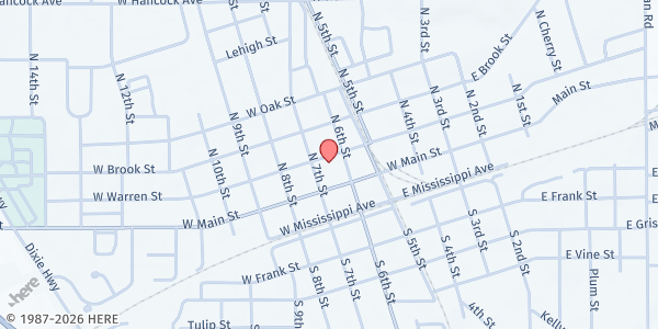 Map showing Lawrence InterFaith Endeavor (LIFE) - Mitchell at 122 N. 7th St., Mitchell, IN