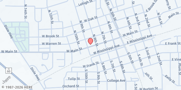 Map showing Michell Church of Christ - Bread of Life Food Pantry at 815 W. Main St., Mitchell, IN