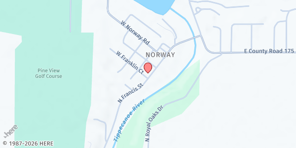 Map showing White County Food Pantry at 1856 N. Francis St., Monticello, IN