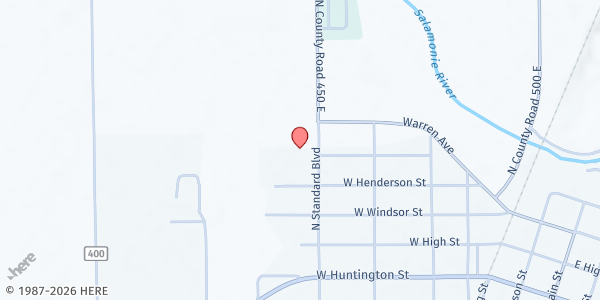 Map showing Community and Family Services Hope Food Boxes - Montpelier at 440 N. Standard Blvd., Montpelier, IN