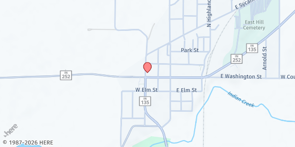 Map showing Gleaners Mobile at First Merchants Bank at 180 W Washington St, Morgantown, IN