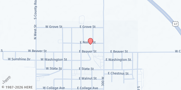 Map showing Newton County Community Services at 213 E North Street, Morocco, IN