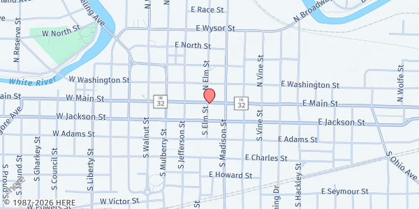 Map showing Christian Ministries-Delaware at 401 E Main St, Muncie, IN