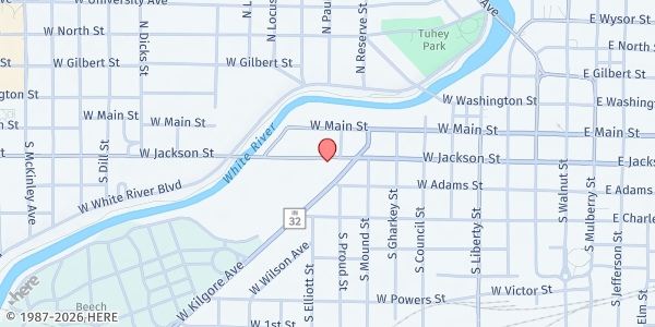 Map showing Covenant Partners Ministries at 911 W. Jackson St., Muncie, IN