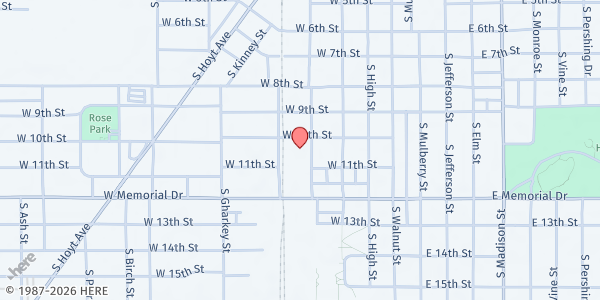 Map showing Muncie Mission at 1725 S. Liberty St., Muncie, IN