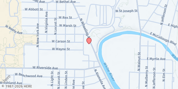 Map showing Salvation Army Muncie at 1015 Wheeling Ave, Muncie, IN